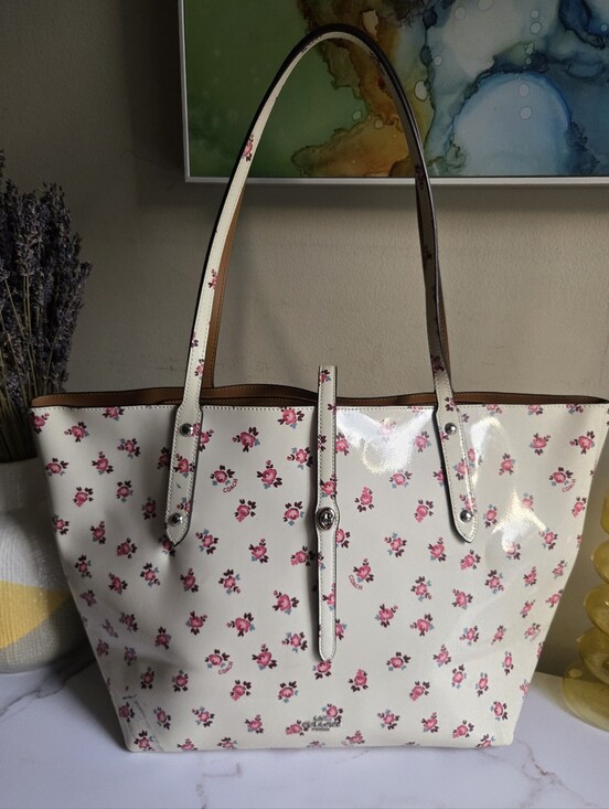 Coach Handbags - Coach Market Floral Bloom Patent Leather Large Tote Bag